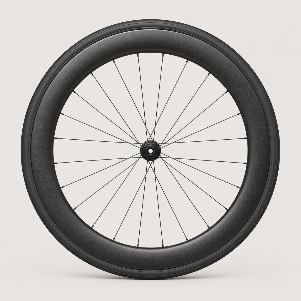 Deep-section carbon wheelset in bright daylight